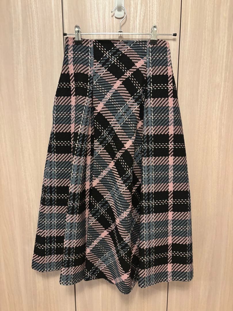【美品】SNIDELロービングチェックロングスカート01