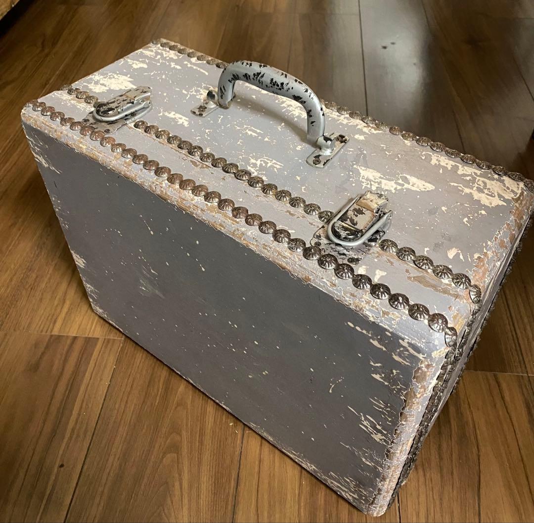 アンティーク　ビンテージ木製　トランク　ボックスバック　ケース