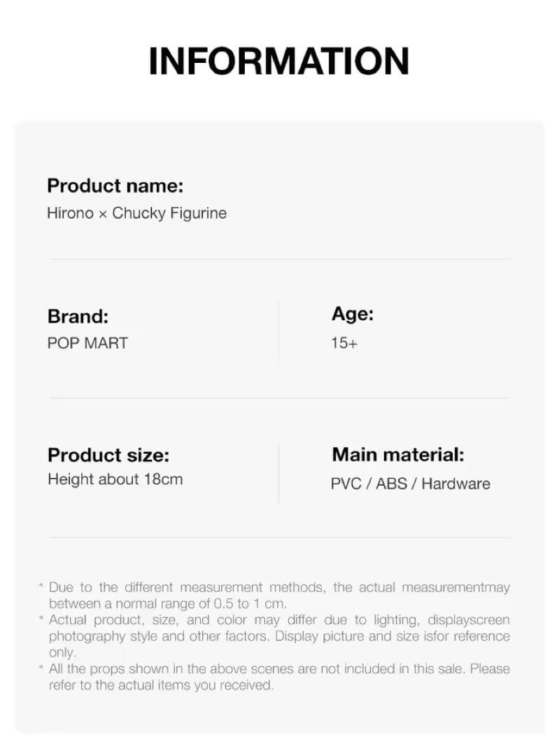 【海外限定】　hirono チャッキー フィギュア 約18cm