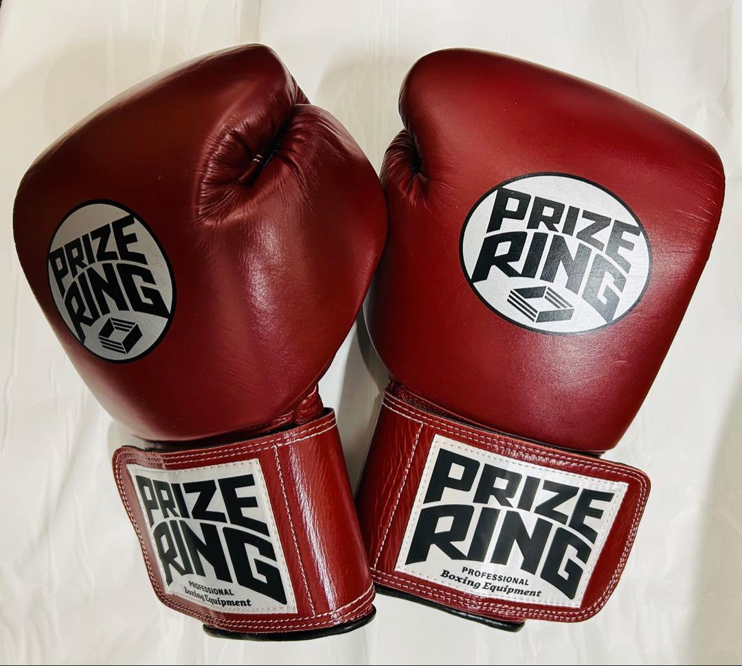 プライズリング　ボクシンググローブ　本革製　ワインレッド14オンス