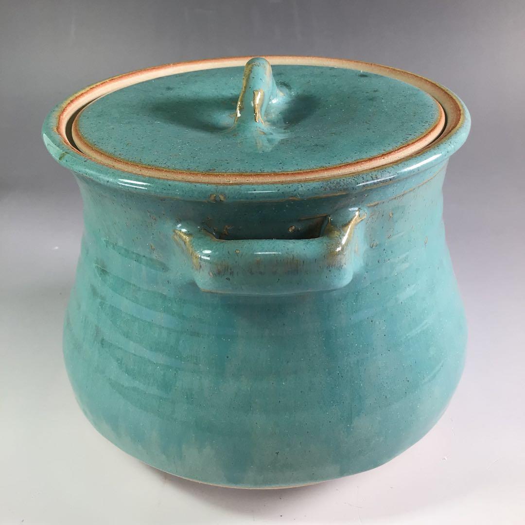 Ｒ６７　水指　『在銘』『青磁』『耳付水指』　木箱　茶道具