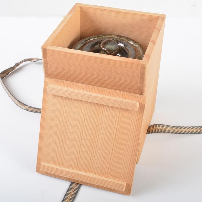 茶道具　瀬戸焼　加藤重高作　斑釉　蓋物　共布共箱　M　R7535