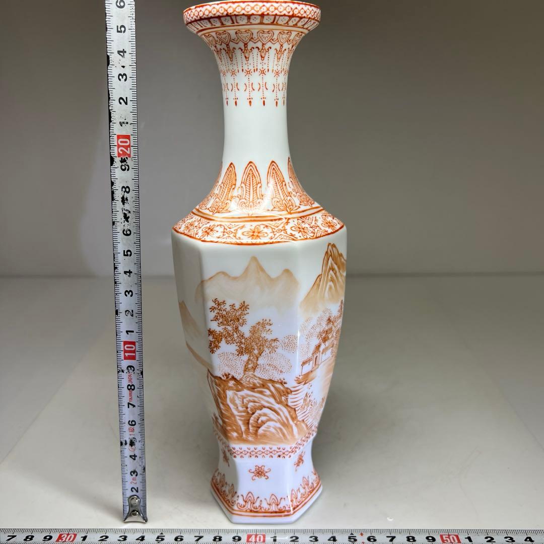 中国景徳鎮　薄胎花瓶　共箱　高さ約26㎝　東Y7-0520⑥