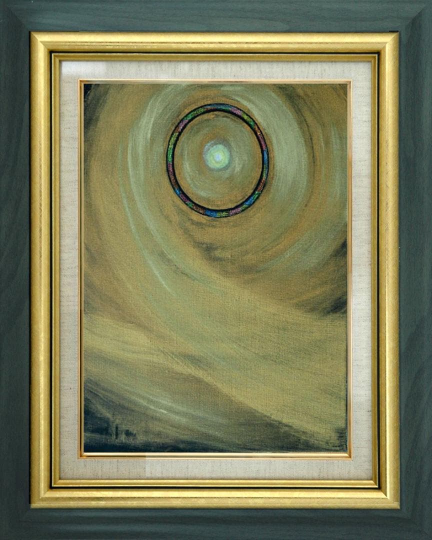 絵画インテリア 絵 額付(薄青緑) 油絵 F3-G172023 風景 祈り 希望