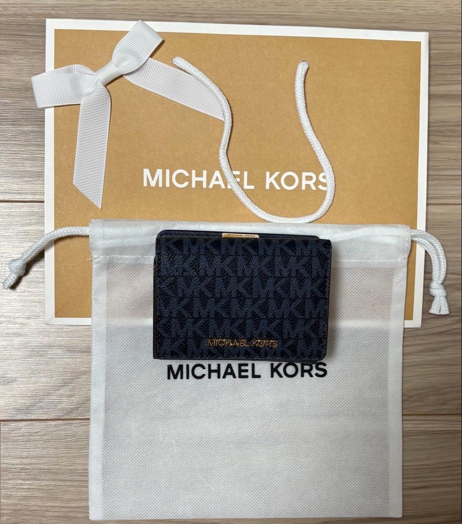 MICHAEL KORS ネイビー 三つ折り財布&ショッパー