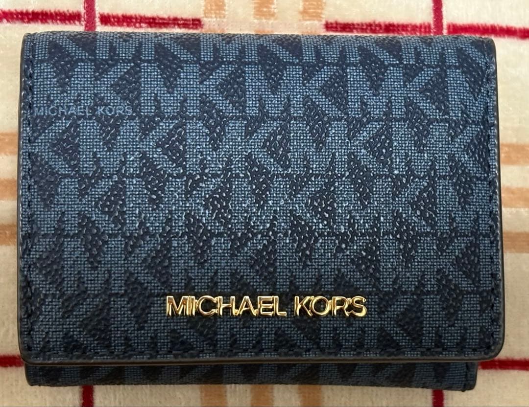 MICHAEL KORS ネイビー 三つ折り財布&ショッパー