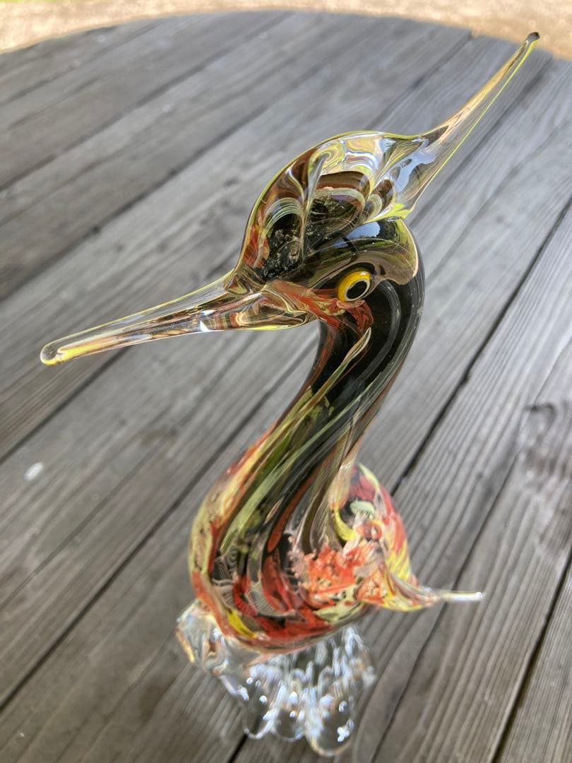 【レア物】ガラスアンティーク 孔雀 彫刻 インテリア
