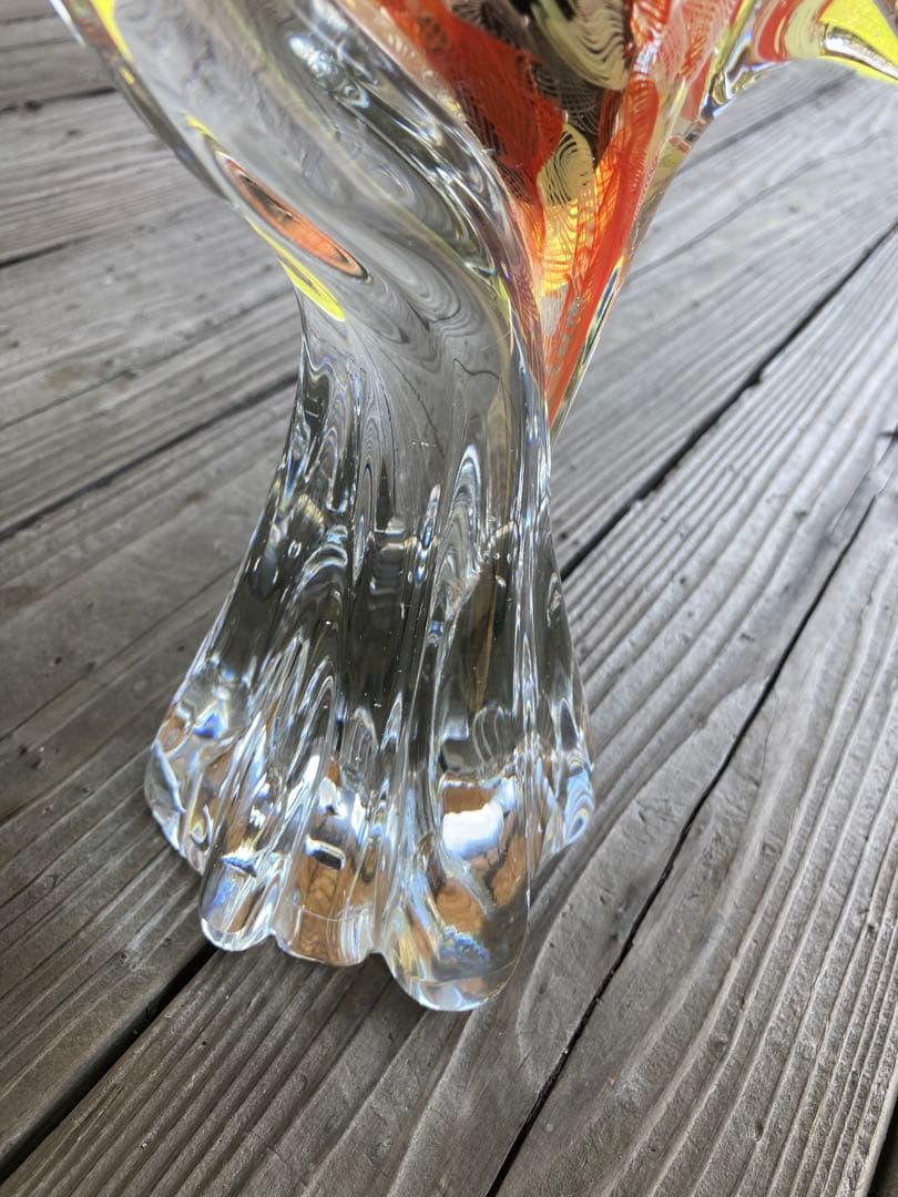 【レア物】ガラスアンティーク 孔雀 彫刻 インテリア