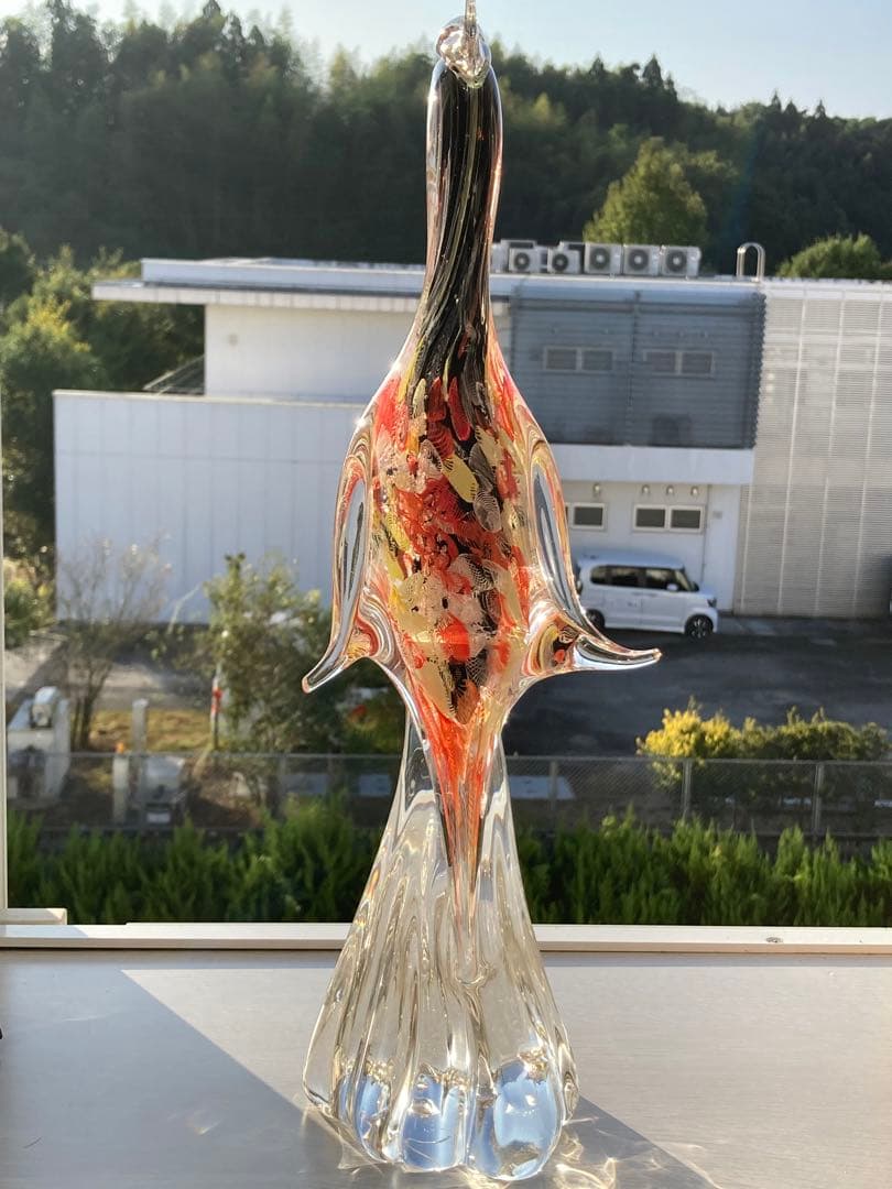 【レア物】ガラスアンティーク 孔雀 彫刻 インテリア