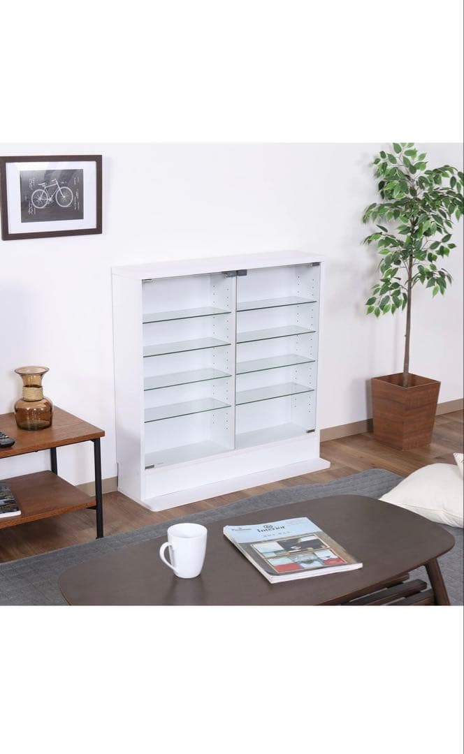 ホワイト ガラスディスプレイケース 90cm