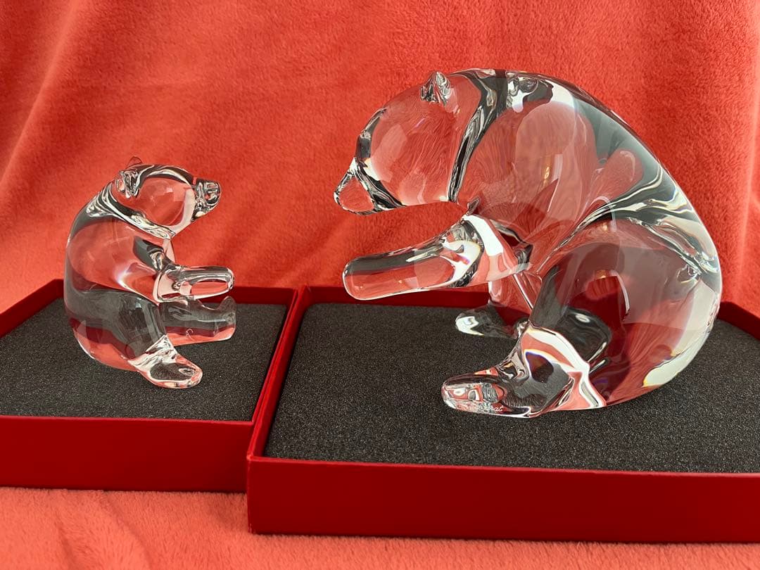 ❤️彫刻家作品❤️BACCARAT LOET クマ親子　動物　フィギュリン