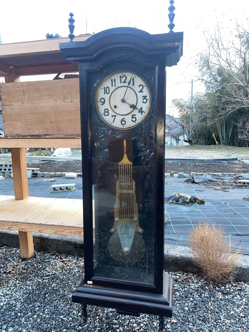 当時物 ゼンマイ式振り子時計 160cm大型 ゆらゆらガラス