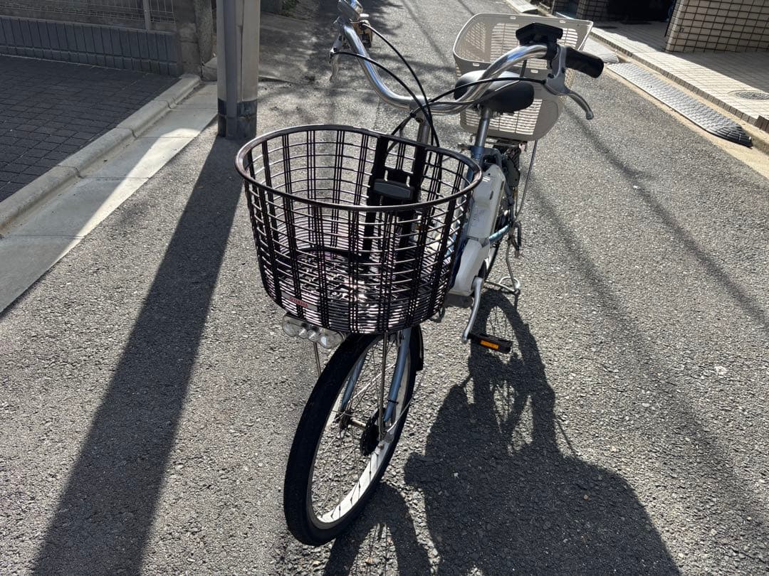 YAMAHA PAS 電動アシスト自転車 青 前後バスケット付き　小軽車