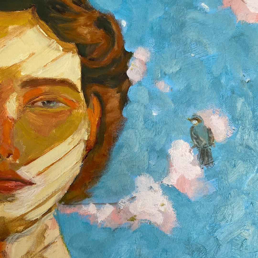 桜の女 P8 油彩画 人物画 絵画