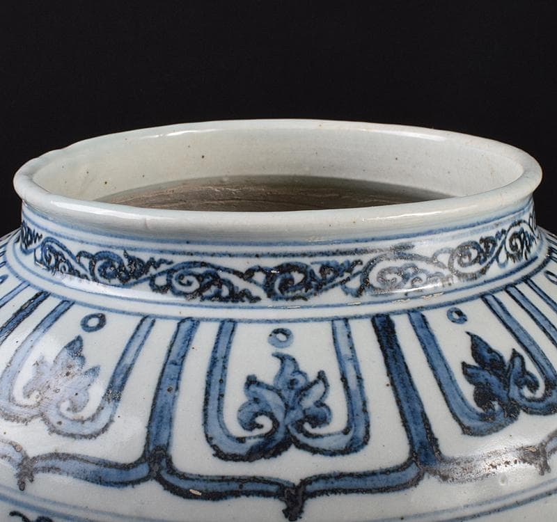 中国　青花　雲鶴文　壷　C　3743C