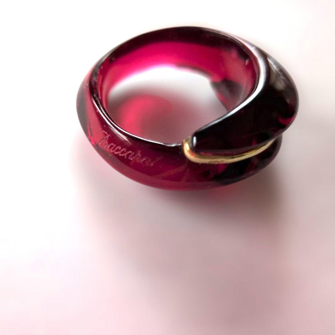 Baccarat バカラ コキアージュ レッド クリスタルk18 リング 指輪