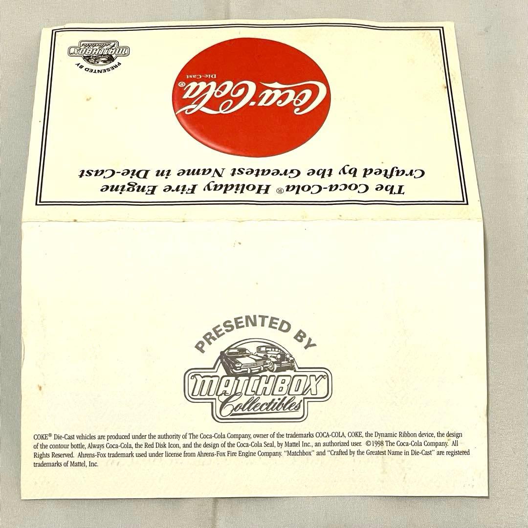 激レア　マッチボックス コカコーラ ホリデー消防車 モデル番号 YYM35193