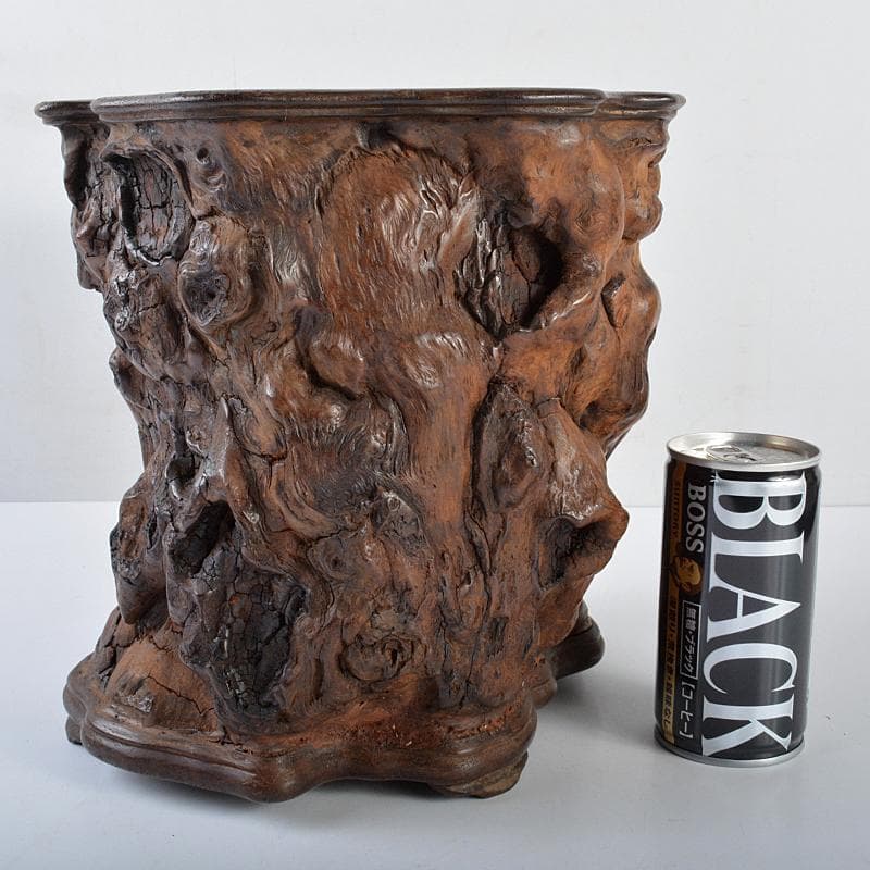 中国　唐木天然木瘤木　大筆筒　高さ約21㎝　重さ約2.7㎏　T　7709CE