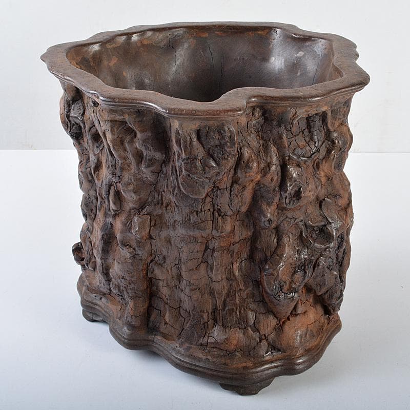 中国　唐木天然木瘤木　大筆筒　高さ約21㎝　重さ約2.7㎏　T　7709CE