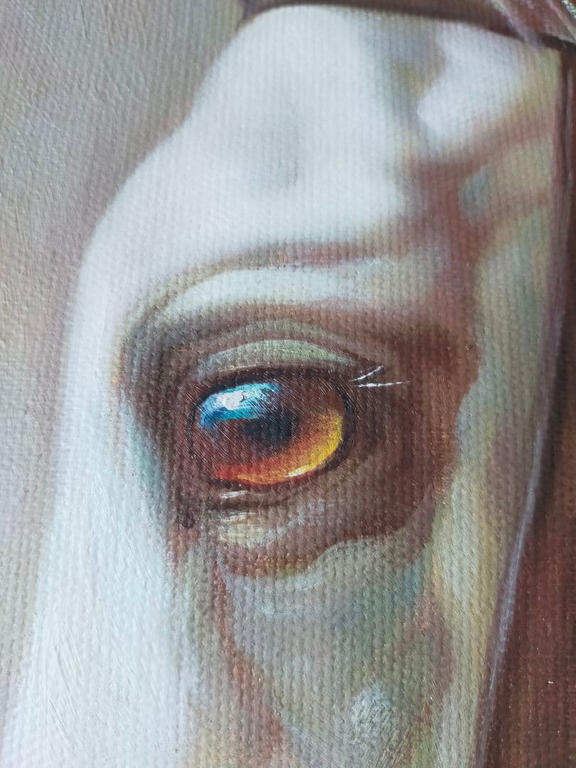 アクリルの絵 馬 油彩 動物絵 肉筆保証