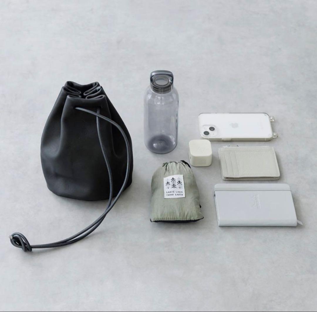 モルミルス mormyrus レザー 巾着バッグ 本革 巾着ショルダー 黒