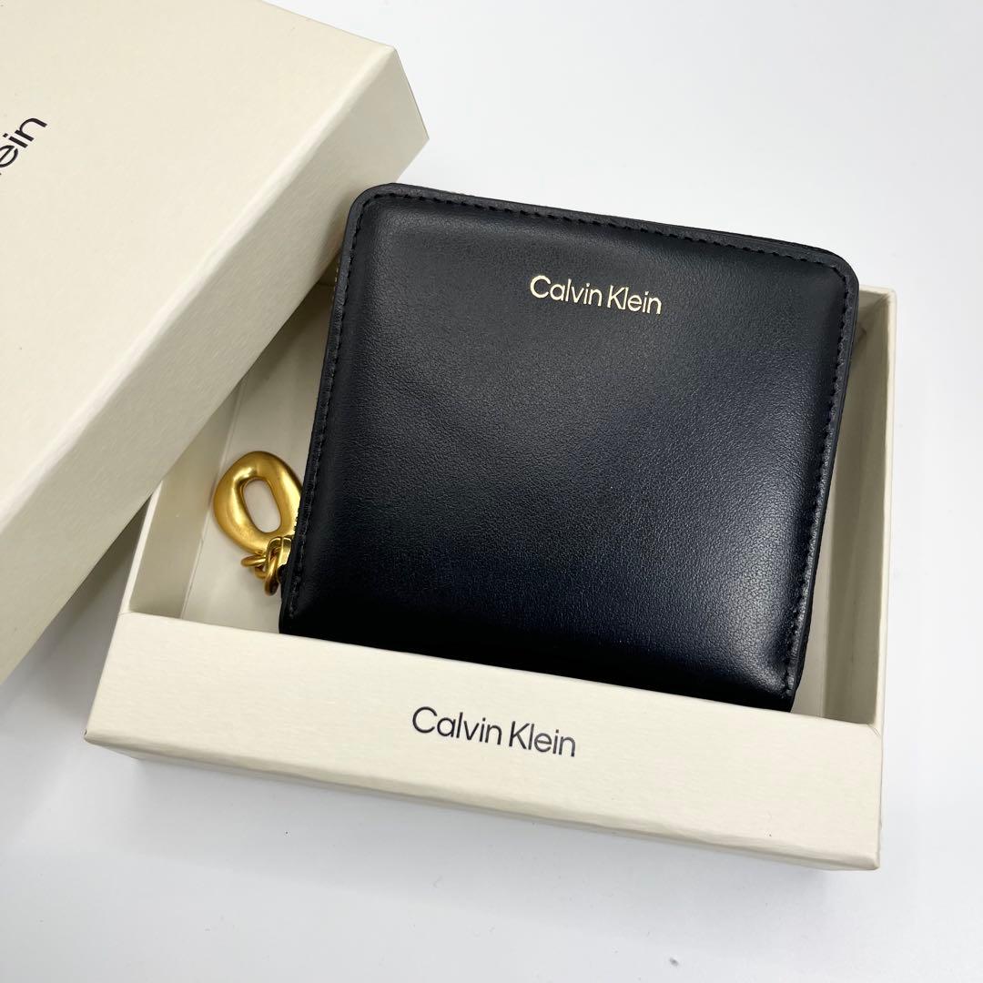 新品未使用★CK 二つ折り財布 カルバンクライン ブラック 箱付 レザー