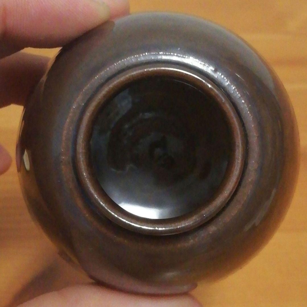 乾伸行作　利休物　茄子写　茶入　共箱　仕服付　略歴付　茶道具