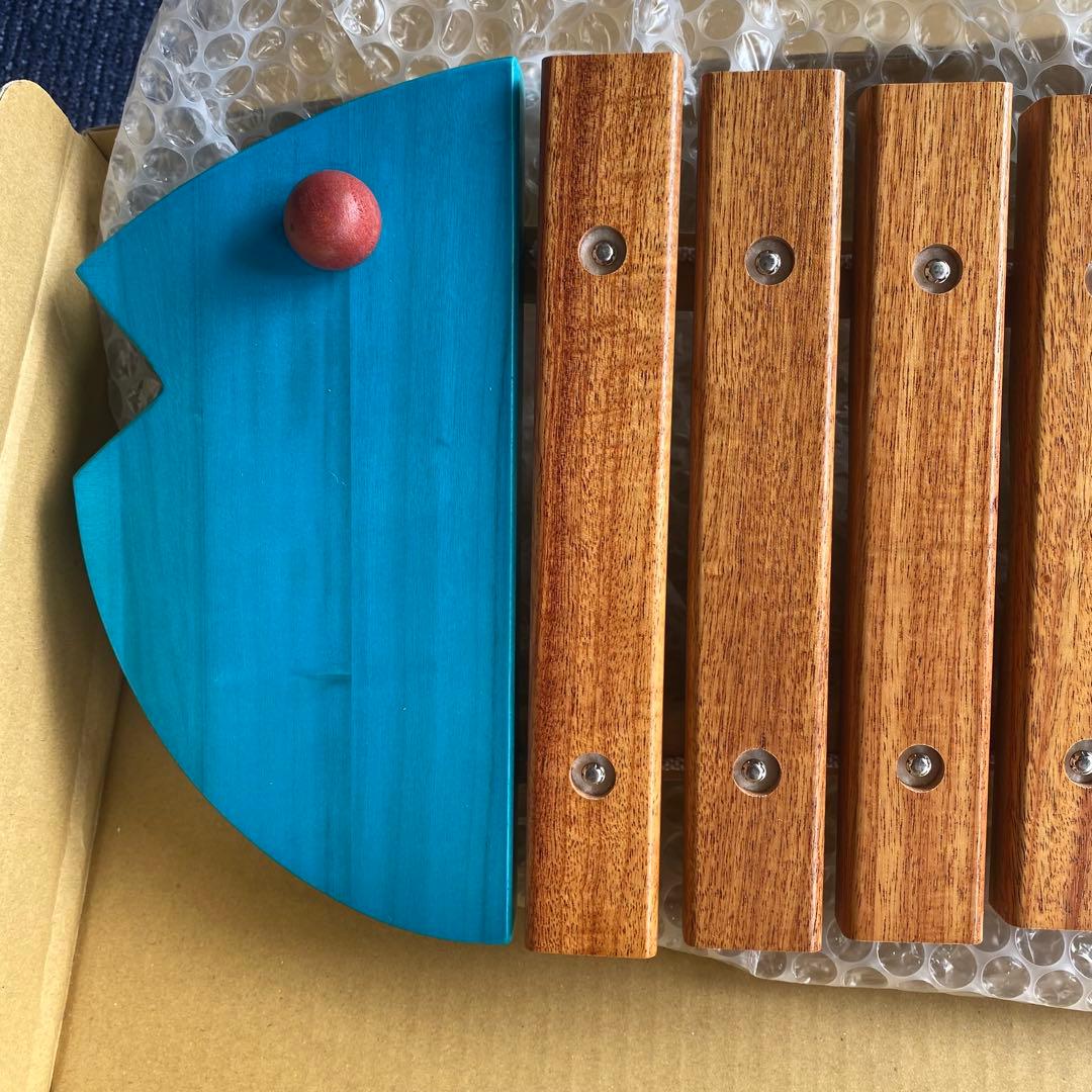 知育教育に! ボーネルンドおさかなシロフォン木琴希少な青