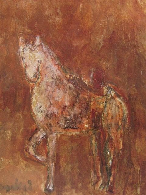 鳥海青児、「サーカスの馬」、希少な額装用画集より、新品高級額装付