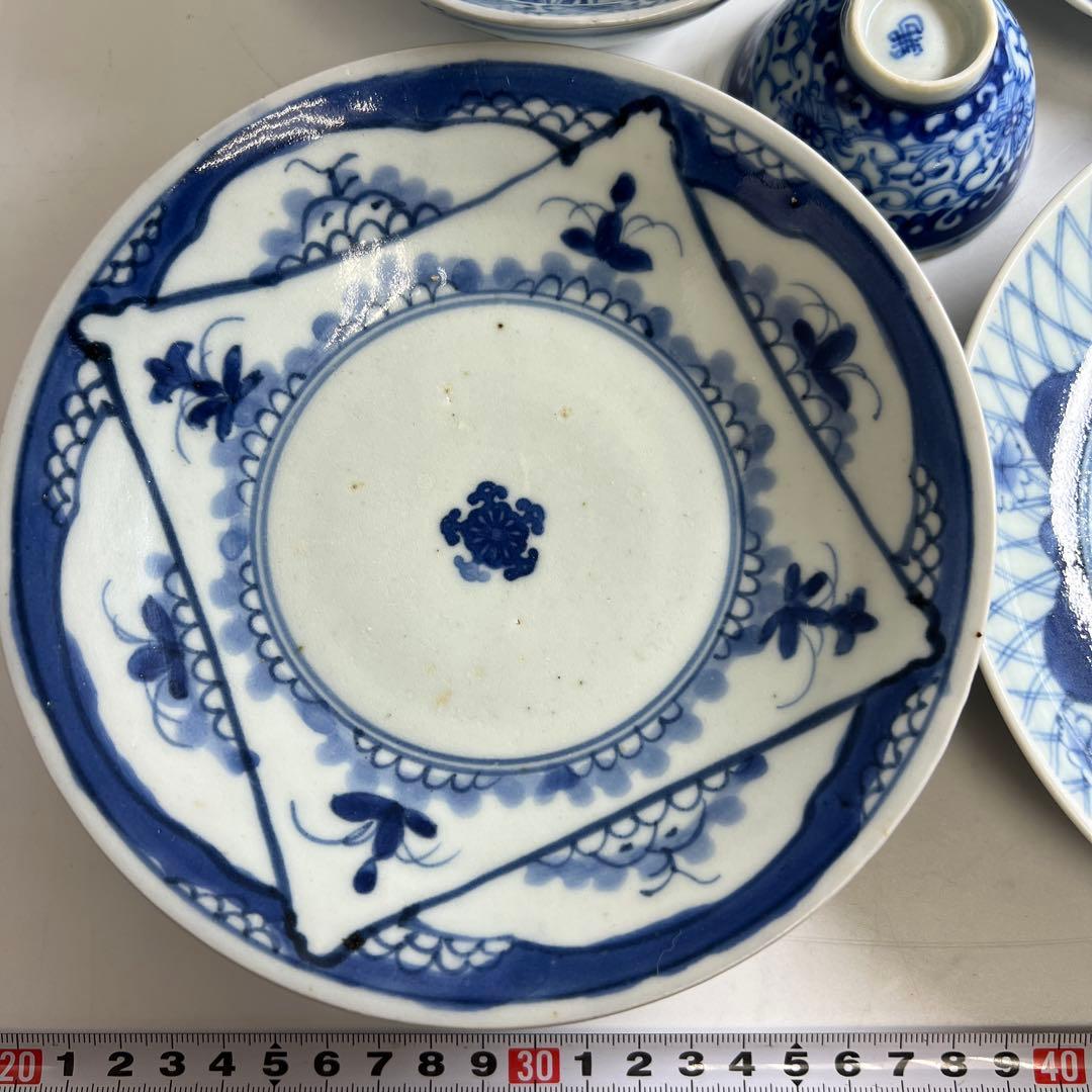 古伊万里　染付上手中皿5枚　東Y8-0106①タカチ