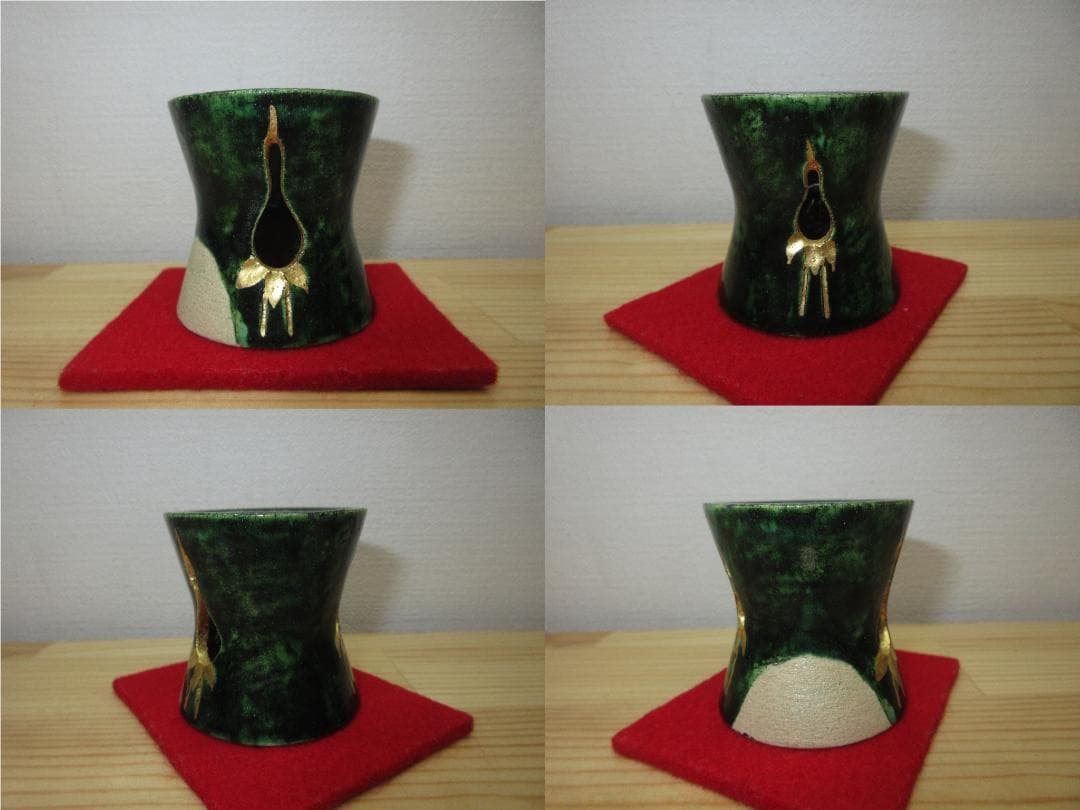 送料込【逢絢亭】茶道具 蓋置 楽焼 鶴亀蓋置 表千家流書付 楽惺入 共箱入り