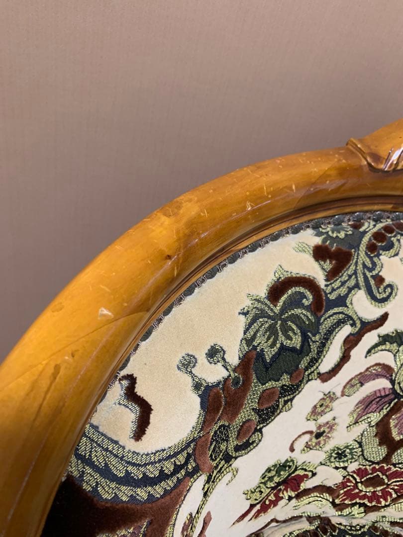 イタリア製 ヴィンテージ　ソファ 金華山　猫脚　ロココ調　輸入家具　チェア