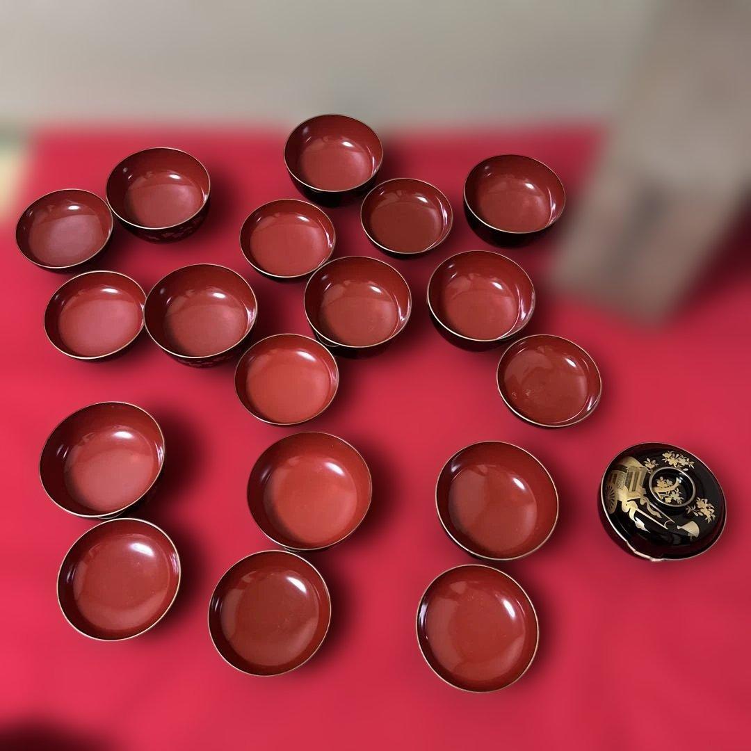 旧家蔵出　輪島塗吸物椀　木製　黒塗金蒔絵　金縁