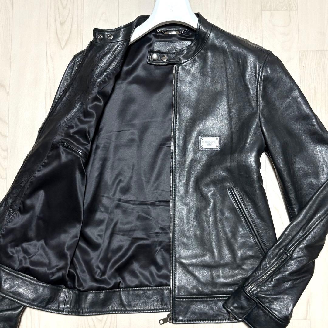 美品✨DOLCE&GABBANA ラムレザー シングルライダースジャケット 50