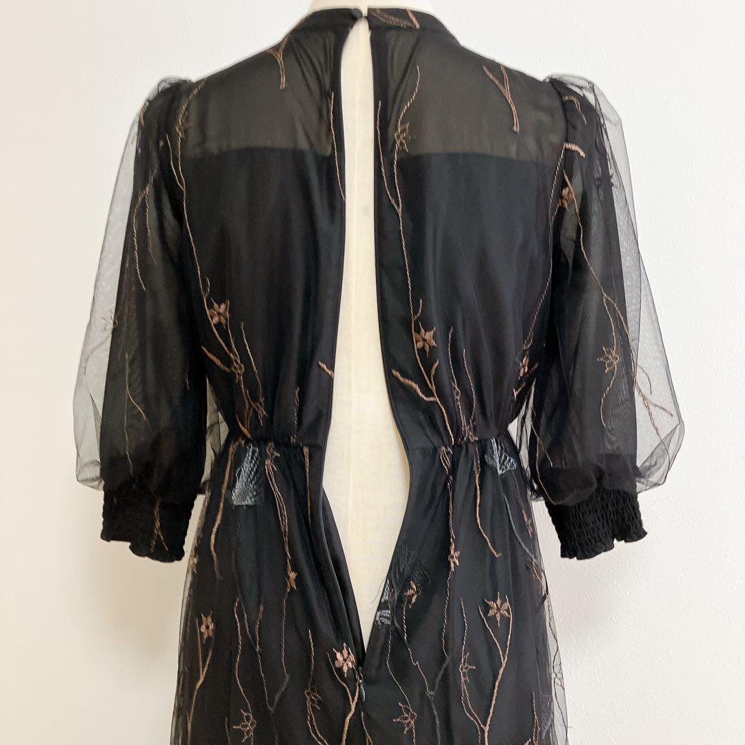 etoll. エトル ブラック　刺繍レースワンピースドレス フォーマル 結婚式