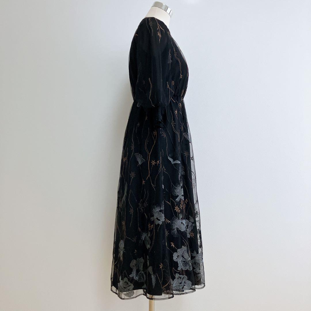 etoll. エトル ブラック　刺繍レースワンピースドレス フォーマル 結婚式