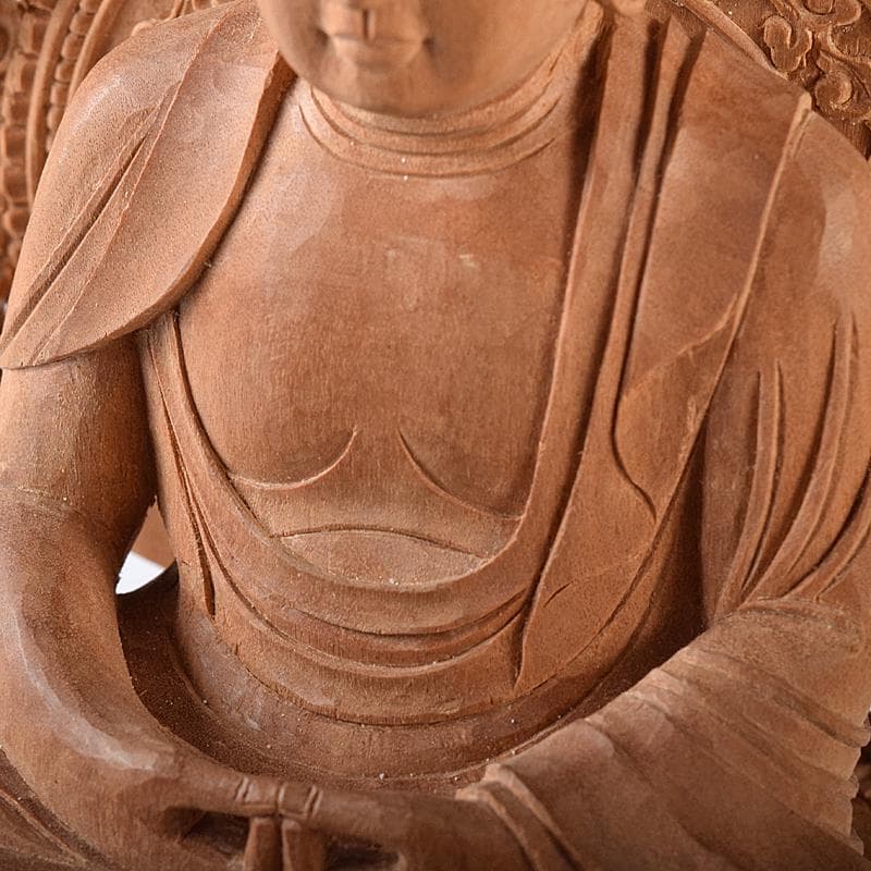 総白檀　天然ダイヤモンド白毫　阿弥陀如来像　美術目録・桐箱付　D　R8425B