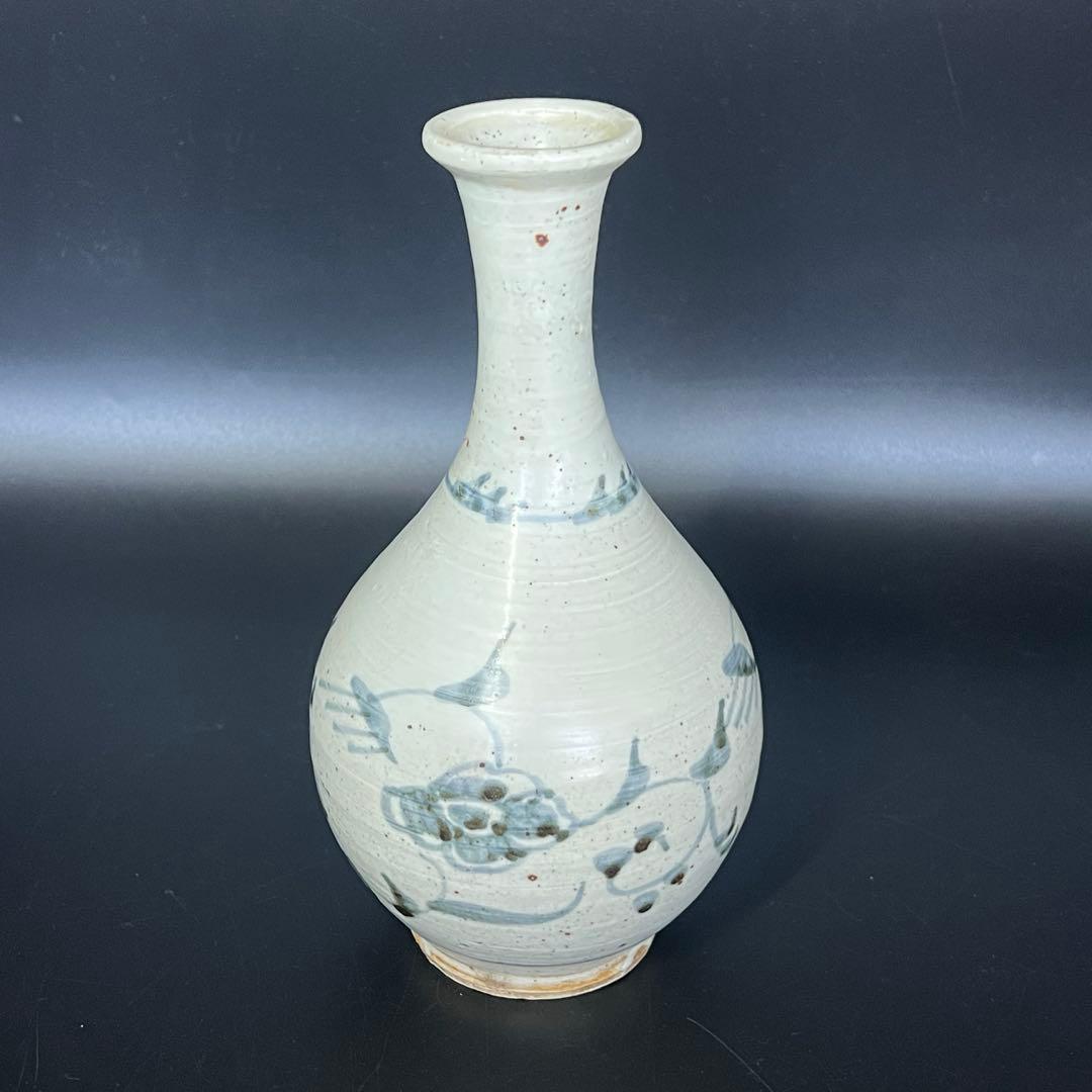 江戸後期〜幕末 伊万里 白磁染付 鶴首徳利（花入） 民藝 古美術骨董◎古道具庵々