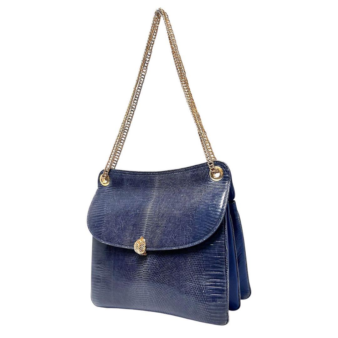 【良品】NOEL VOGUE /リザード/Wチェーン/ワンショルダーバッグ