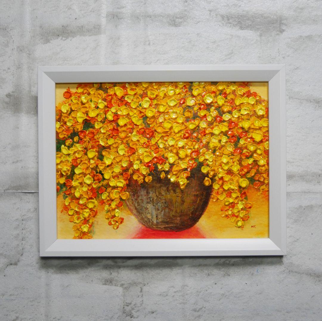 油絵 油彩 油彩画 絵 絵画 ミニ絵画【ミモザ】