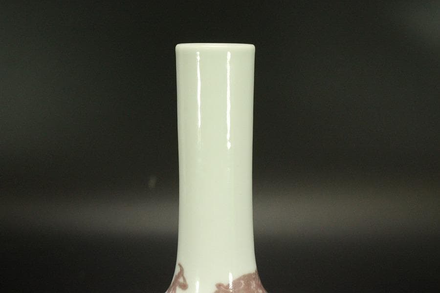 中国美術 紅龍紋 瓶(A759)