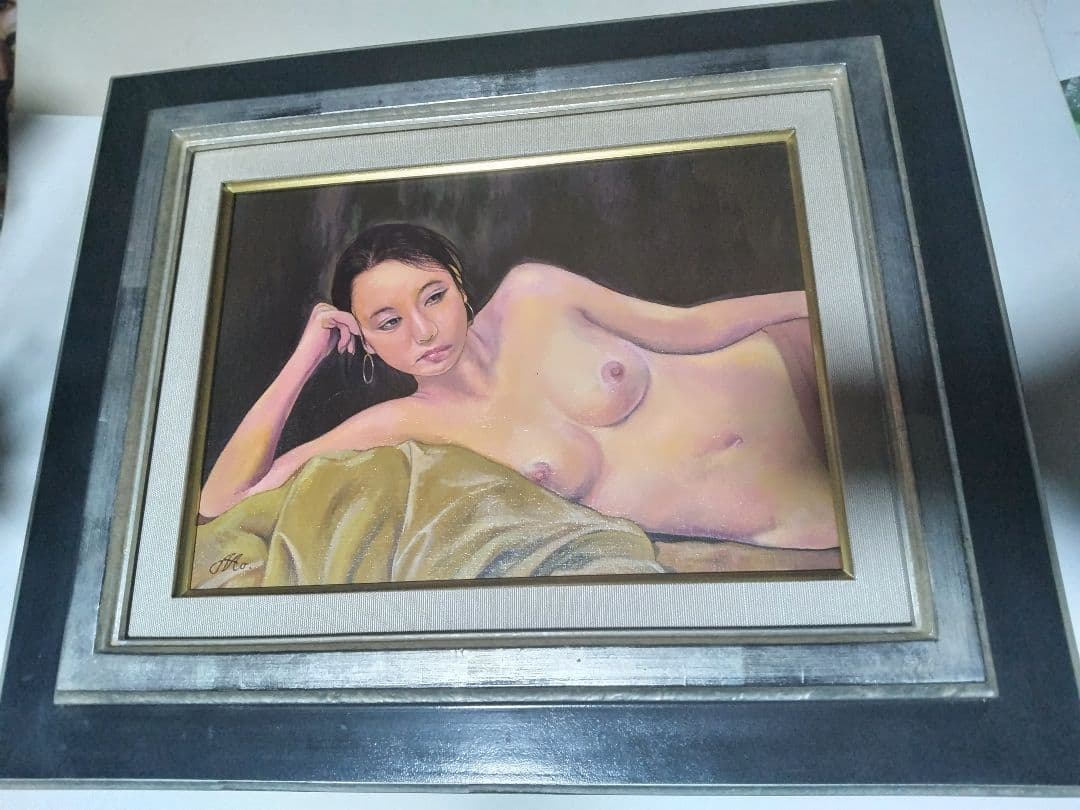 森本草介、絵画、油彩4F、裸婦NudeWoman、高級額縁、肉筆、高塚省吾。
