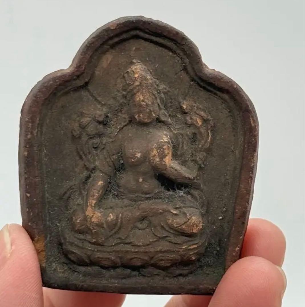 中国　チベット　観音像　陶製　仏教美術　送料込み250327