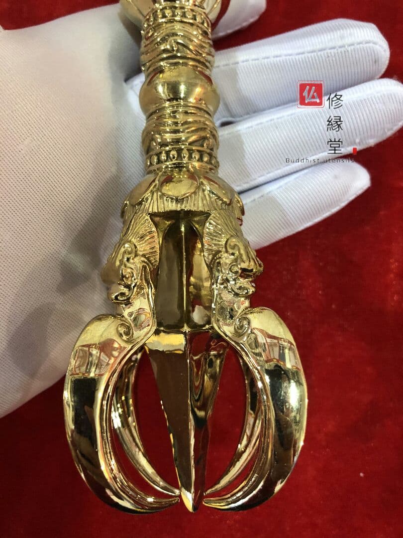 真言宗法具 法器 大理国五鈷杵 金剛杵 真鍮製 21cm