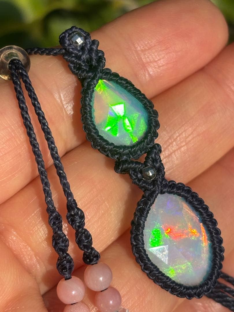 ◆ダブル オパール◆マクラメ編みペンダント