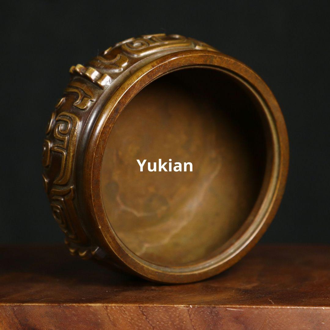 三足竜紋薫香炉 盤香檀銅炉 香道具 装飾品 工芸品 美術品 置物