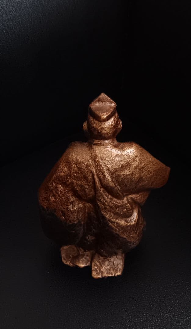 【在銘・芳山?】能楽 三番叟 翁 骨董 ブロンズ像 置物 1066g