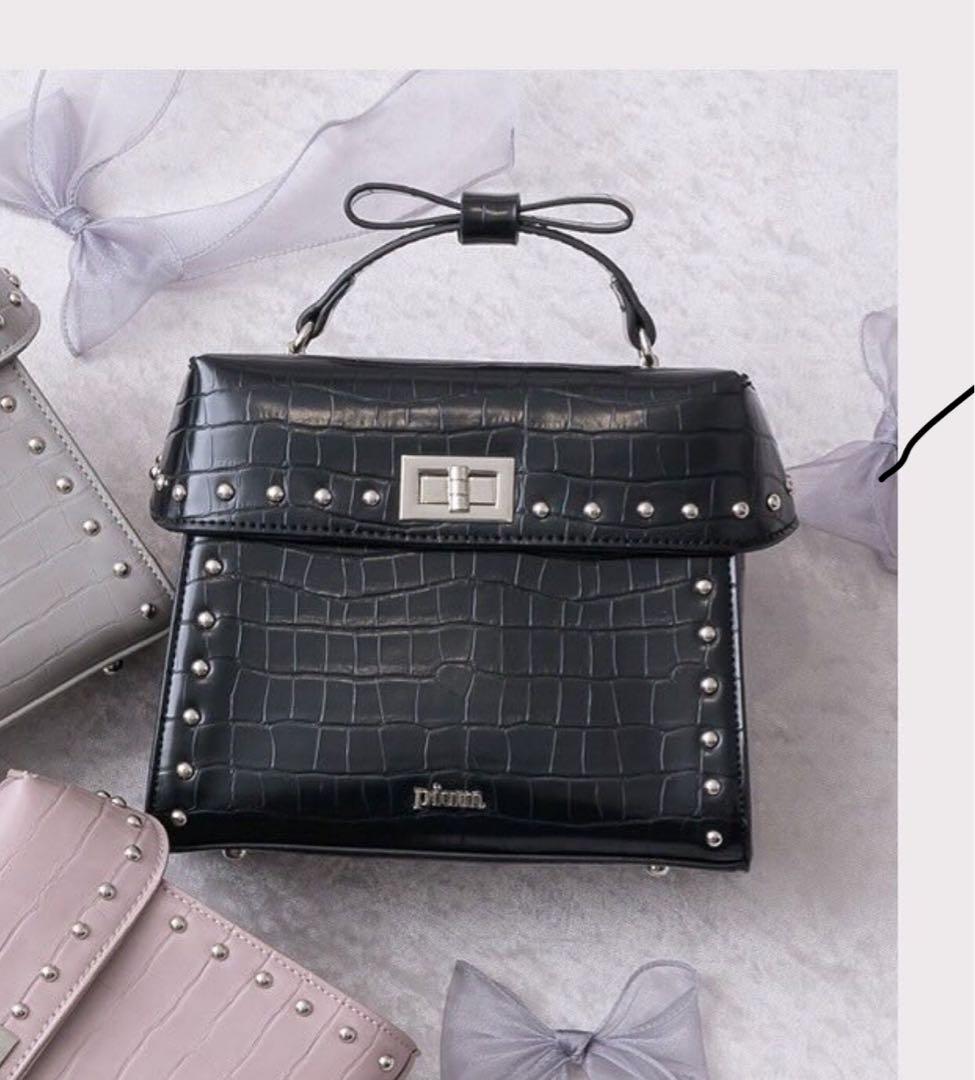 pium リボンハンドルクロコバッグ