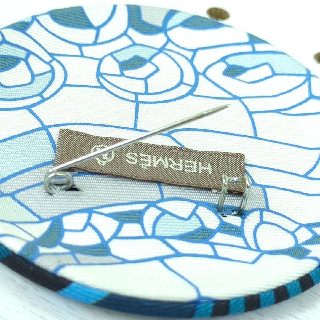 エルメス プティアッシュ シルク ピンブローチ バッジ ブルー ブラック