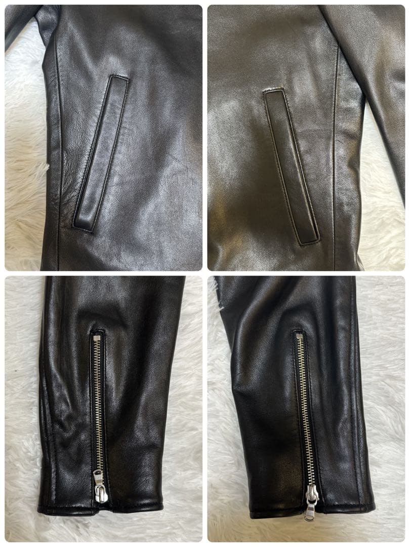 ⭐️極美品ナノユニバース　ラムレザー　シングルライダースジャケット　黒　L